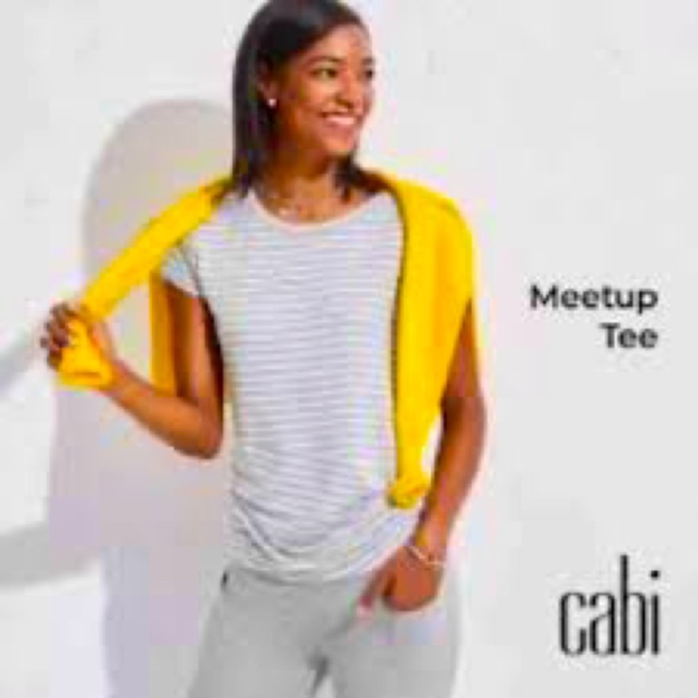 Cabi Meetup Tee - Gray and White - Size M